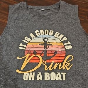 Gray Tank Top with Nautical Graphic